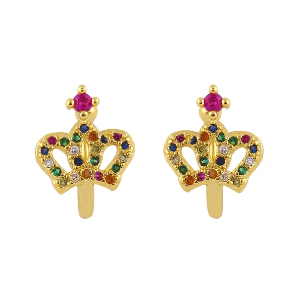 Clearance 2024 Temperament Earrings Style Crown C-Shaped Ear Bone Clip Micro-Inlaid Zircon Non-Piercing Earrings eru40