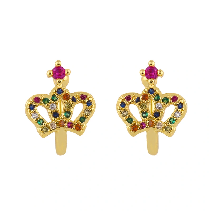 Clearance 2024 Temperament Earrings Style Crown C-Shaped Ear Bone Clip Micro-Inlaid Zircon Non-Piercing Earrings eru40