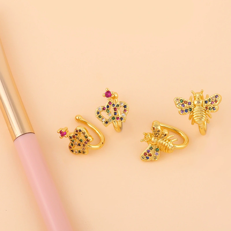 Clearance 2024 Temperament Earrings Style Crown C-Shaped Ear Bone Clip Micro-Inlaid Zircon Non-Piercing Earrings eru40