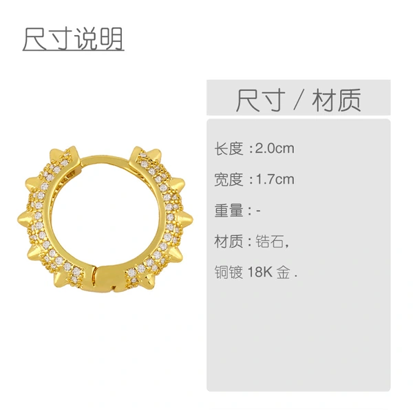 Micro-inlaid earring accessories original personality diamond thorn head earring boutique earring jewelry eru35