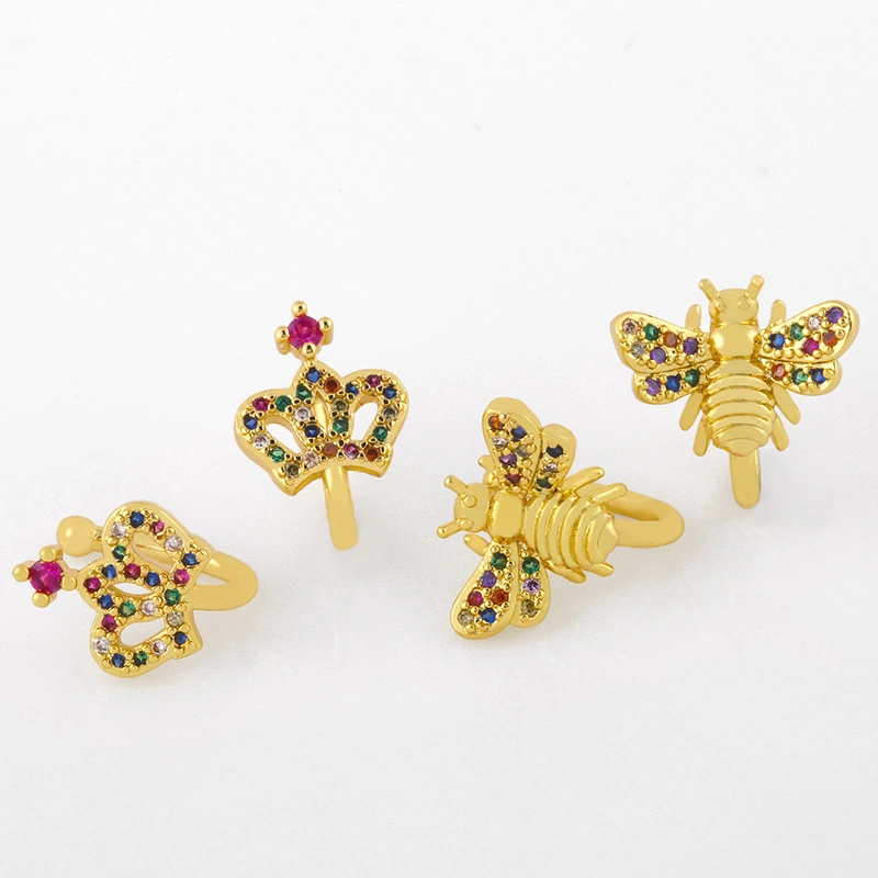 Clearance 2024 Temperament Earrings Style Crown C-Shaped Ear Bone Clip Micro-Inlaid Zircon Non-Piercing Earrings eru40