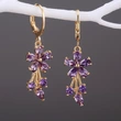 E-commerce European and American fashion OL women's floral earrings copper inlaid zircon electroplated earrings wholesale