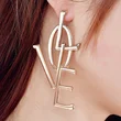 Hot selling personality exaggerated LOVE letter earrings earrings fashion street shot super long temperament earrings