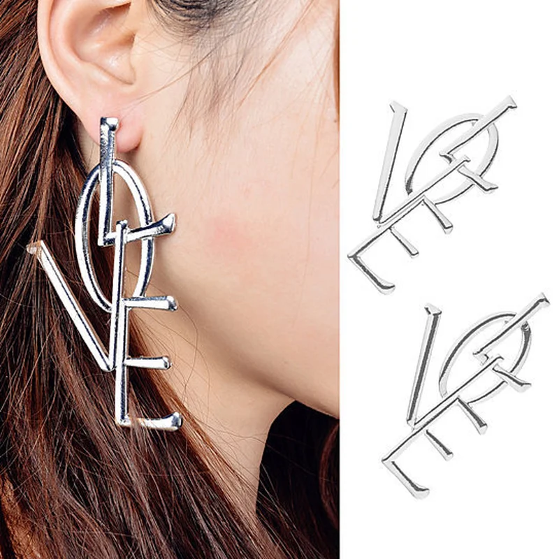 Hot selling personality exaggerated LOVE letter earrings earrings fashion street shot super long temperament earrings