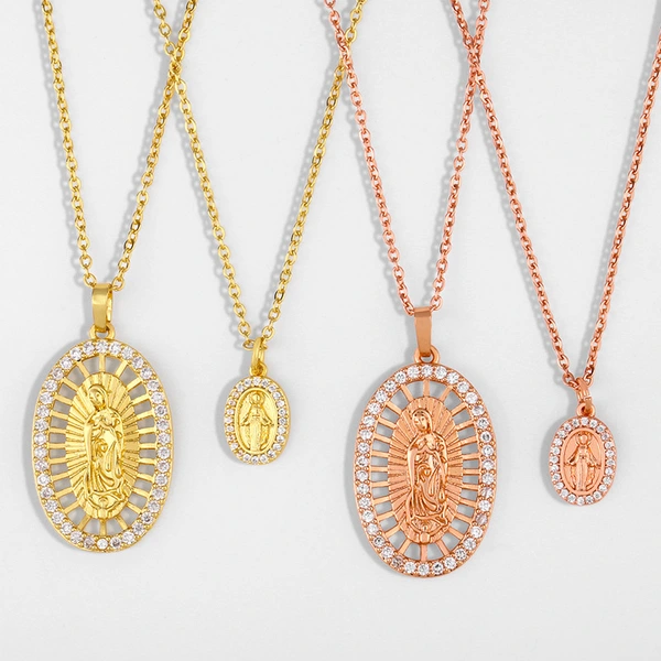 Clearance European and American micro-inlaid zircon necklace personality female Virgin Mary necklace nkr17 elegant