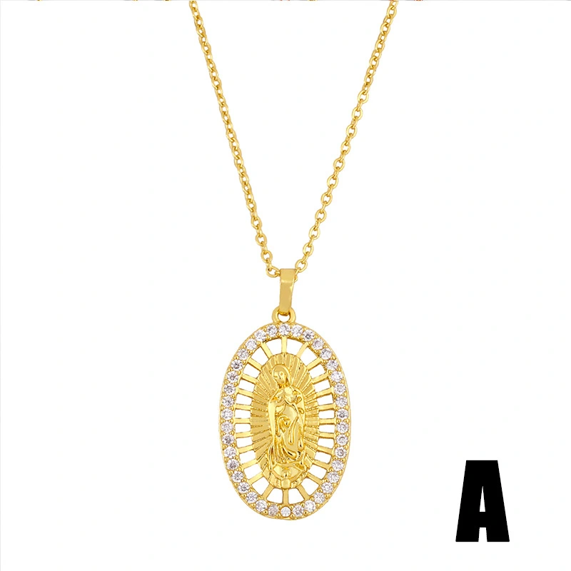 Clearance European and American micro-inlaid zircon necklace personality female Virgin Mary necklace nkr17 elegant
