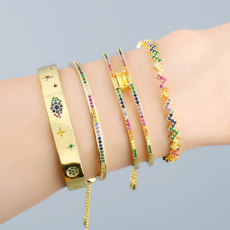 European and American Bohemian rainbow bracelet retro personality open bracelet jewelry gift for girlfriend brc47