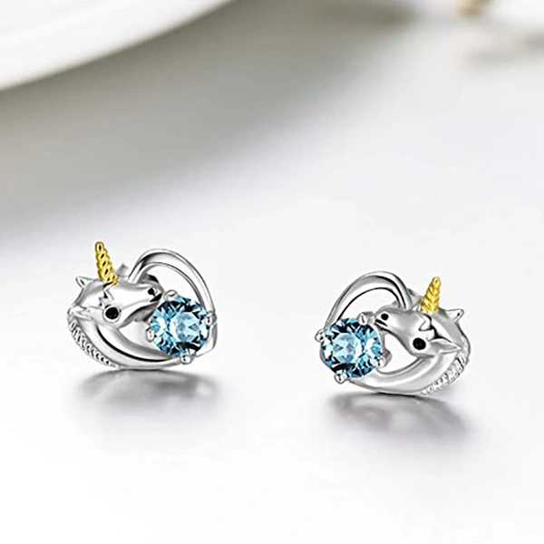 New creative unicorn earrings for women, all-match ear clips, wholesale