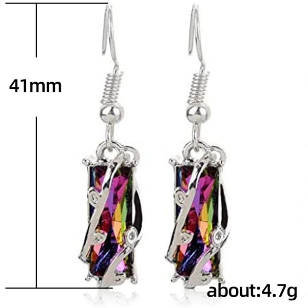 Creative hot-selling European and American colored zircon geometric copper earrings for women, factory direct supply and wholesale
