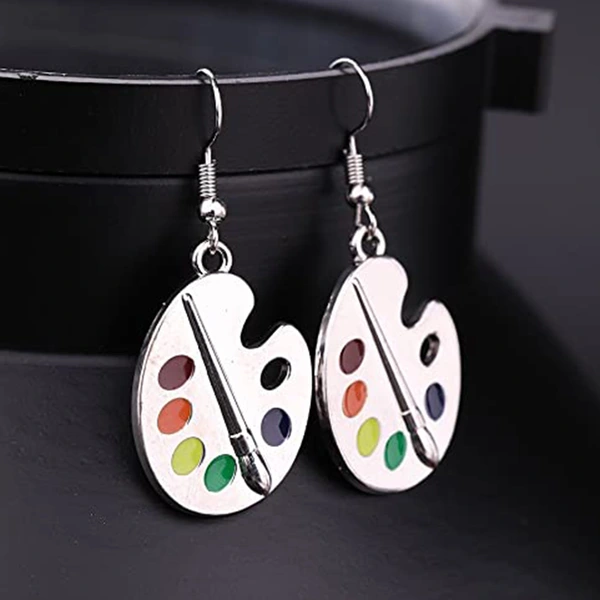   Hot sale women's creative color palette earrings fashionable personality student earrings girls jewelry wholesale