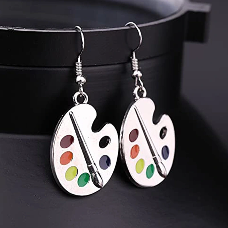   Hot sale women's creative color palette earrings fashionable personality student earrings girls jewelry wholesale