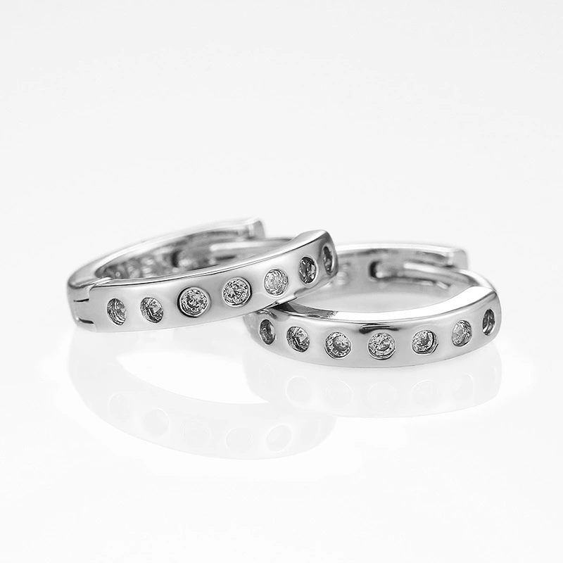  European and American accessories wholesale fashion simple small fresh new buckle electroplated micro-inlaid zircon earrings hot sale