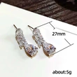Jewelry wholesale European and American fashion women's medium and long zircon earrings leaf teardrop shaped zircon earrings