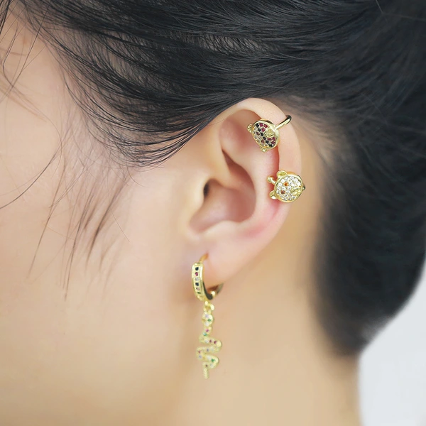 Clearance 2024 Korean ear clip no ear piercing women cute small bear ear clip jewelry simple earrings eru49