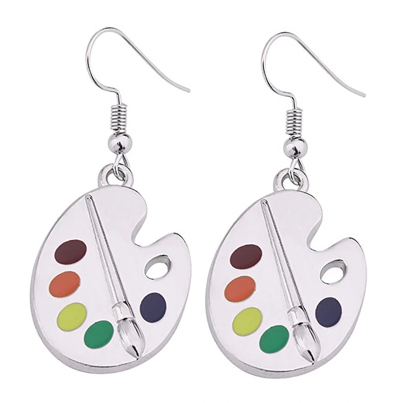   Hot sale women's creative color palette earrings fashionable personality student earrings girls jewelry wholesale