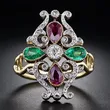 Hot selling simple two-color gemstone four-leaf clover women's ring European and American ring jewelry wholesale