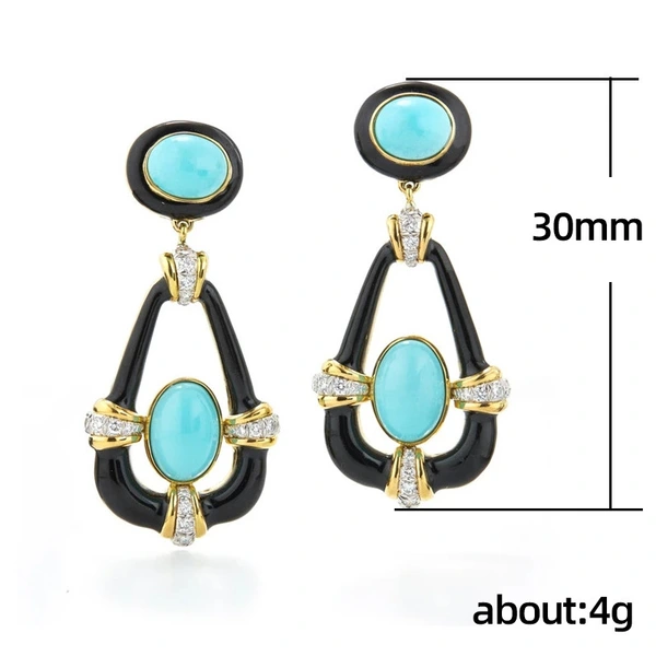 New retro ethnic style aesthetic alloy epoxy women's earrings earrings hot sale