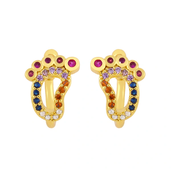 2023 European and American exaggerated personality foot ear clip jewelry C-shaped color diamond five-pointed star ear bone clip female eru47