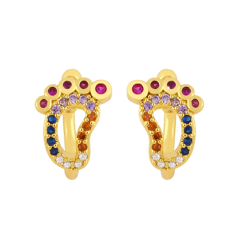 2023 European and American exaggerated personality foot ear clip jewelry C-shaped color diamond five-pointed star ear bone clip female eru47