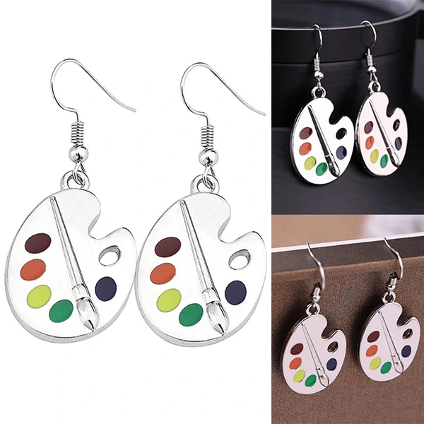   Hot sale women's creative color palette earrings fashionable personality student earrings girls jewelry wholesale