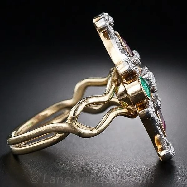 Hot selling simple two-color gemstone four-leaf clover women's ring European and American ring jewelry wholesale