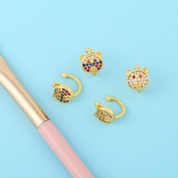 Clearance 2024 Korean ear clip no ear piercing women cute small bear ear clip jewelry simple earrings eru49