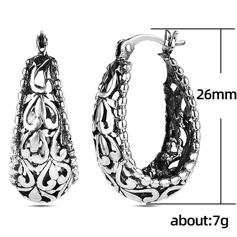   Jewelry hot sale retro style women's hollow U-shaped copper earrings European and American earrings wholesale