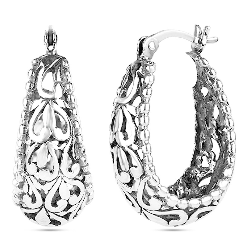   Jewelry hot sale retro style women's hollow U-shaped copper earrings European and American earrings wholesale