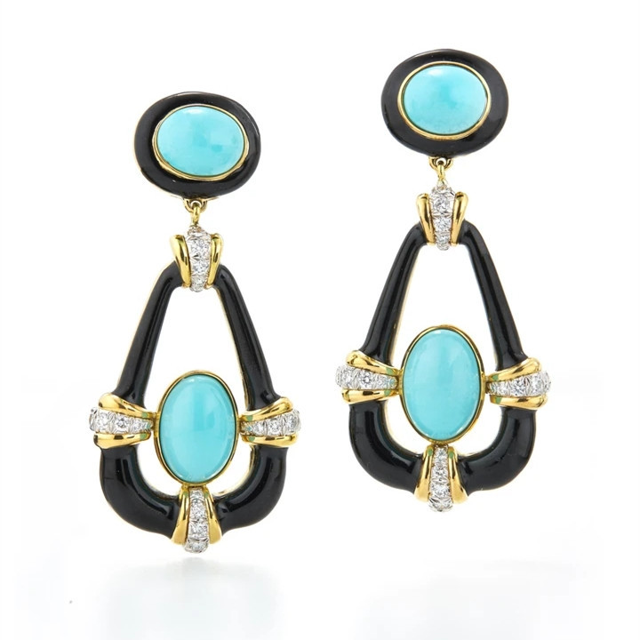 New retro ethnic style aesthetic alloy epoxy women's earrings earrings hot sale