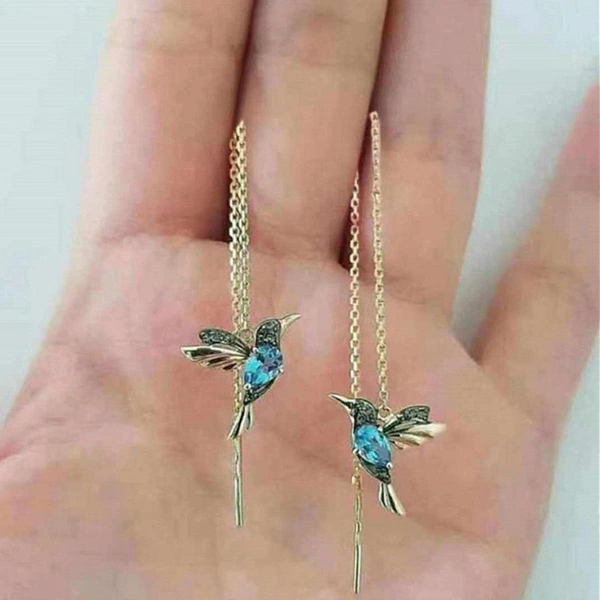 Hot selling new cute bird women's earrings with copper and zircon