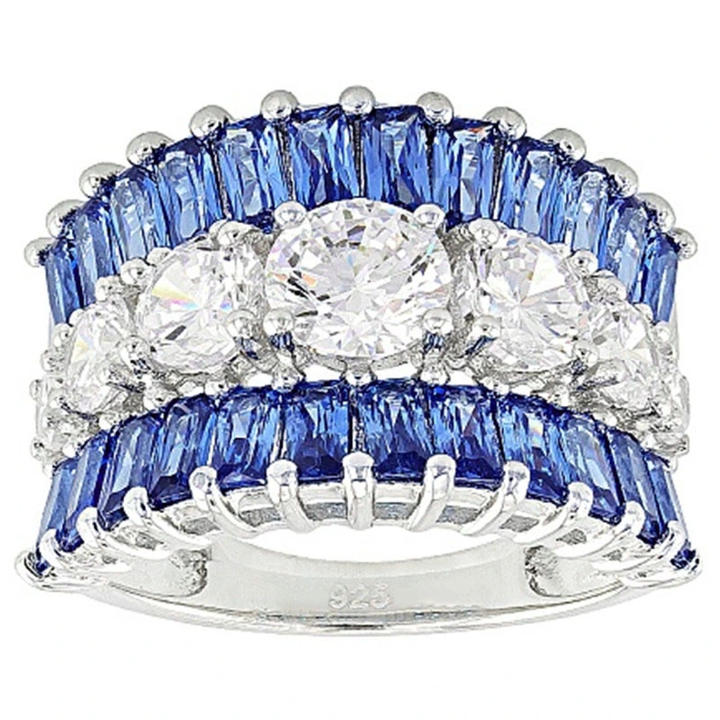 Hot selling exquisite creative blue zircon wedding ring European and American ladies jewelry wholesale