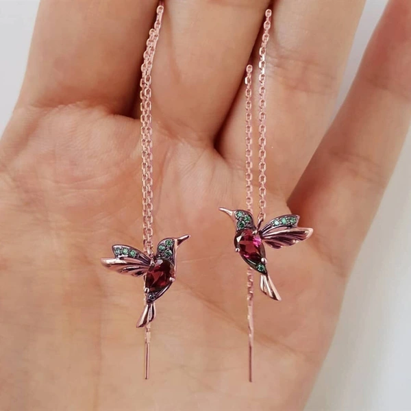 Hot selling new cute bird women's earrings with copper and zircon