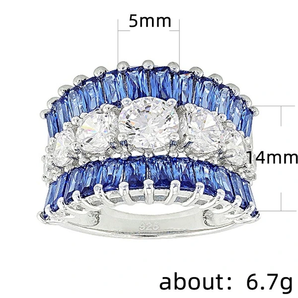 Hot selling exquisite creative blue zircon wedding ring European and American ladies jewelry wholesale