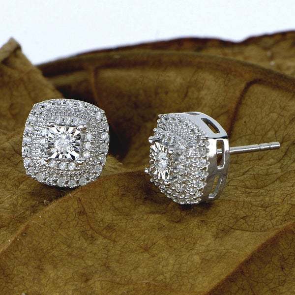 Hot selling new products in Europe and America recommended fashionable and atmospheric micro-inlaid white zircon earrings for women retro square double earrings