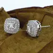 Hot selling new products in Europe and America recommended fashionable and atmospheric micro-inlaid white zircon earrings for women retro square double earrings