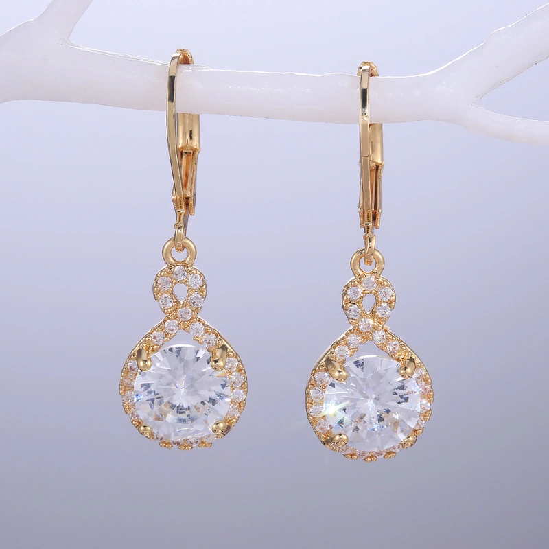   E-commerce recommends high-end atmospheric copper-plated zircon earrings, exquisite women's earrings jewelry wholesale