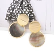 Stainless steel geometric round colored shell earrings female Japanese and Korean simple temperament earrings versatile jewelry erp71
