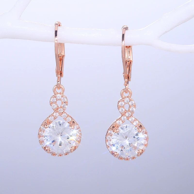   E-commerce recommends high-end atmospheric copper-plated zircon earrings, exquisite women's earrings jewelry wholesale