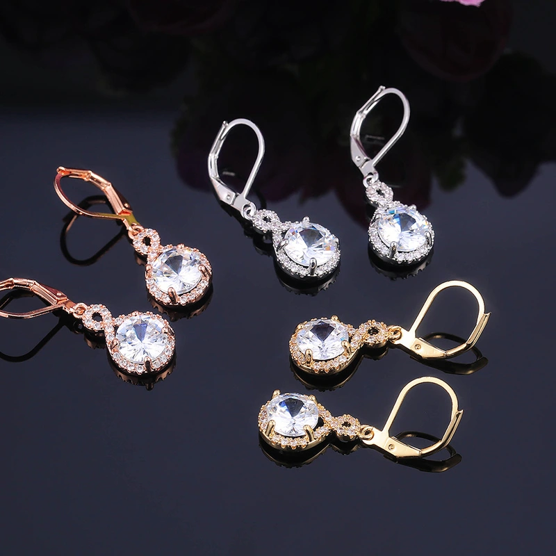   E-commerce recommends high-end atmospheric copper-plated zircon earrings, exquisite women's earrings jewelry wholesale