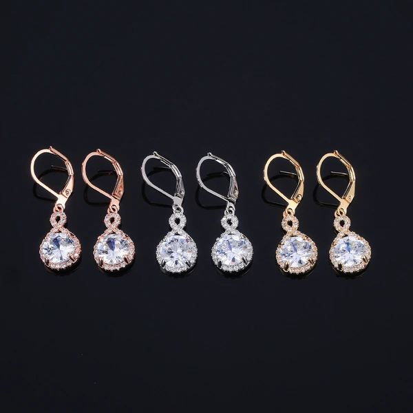   E-commerce recommends high-end atmospheric copper-plated zircon earrings, exquisite women's earrings jewelry wholesale