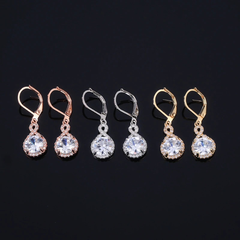   E-commerce recommends high-end atmospheric copper-plated zircon earrings, exquisite women's earrings jewelry wholesale