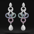  Fashion street style accessories new personality contrast color design long earrings ladies light luxury zircon earrings all-match