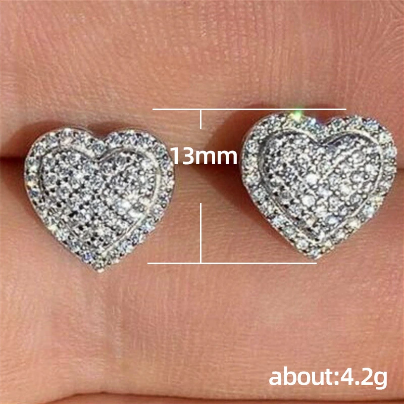 New Fashion OL Micro-inlaid Zircon Heart Women's Earrings European and American Wedding Anniversary Gift