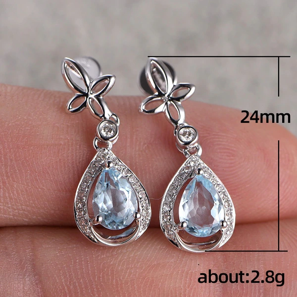 New Japanese and Korean creative European and American inlaid blue zircon earrings earrings temperament versatile ladies jewelry wholesale