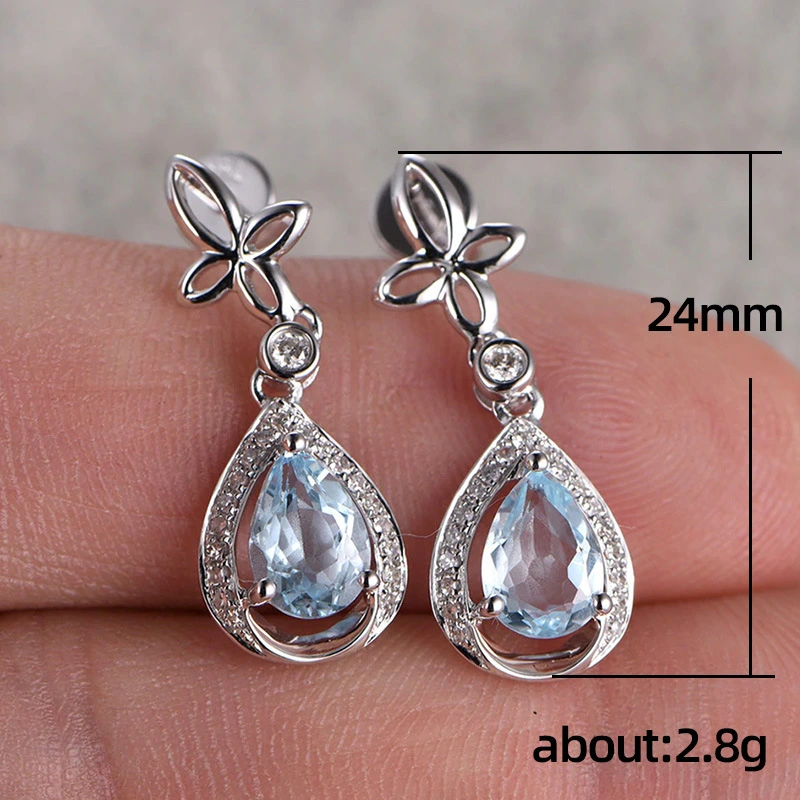 New Japanese and Korean creative European and American inlaid blue zircon earrings earrings temperament versatile ladies jewelry wholesale