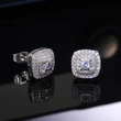 Hot selling new products in Europe and America recommended fashionable and atmospheric micro-inlaid white zircon earrings for women retro square double earrings
