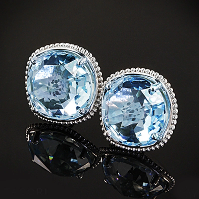 European and American hot selling fashion hollow square round diamond zircon earrings elegant ladies earrings ear jewelry wholesale