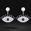  Live streaming new arrivals: European and American luxury exquisite angel eye earrings for women, zircon imitation pearl earrings