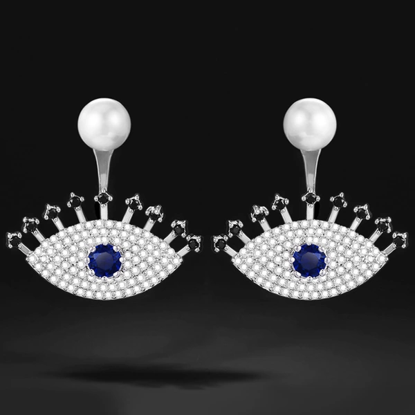  Live streaming new arrivals: European and American luxury exquisite angel eye earrings for women, zircon imitation pearl earrings