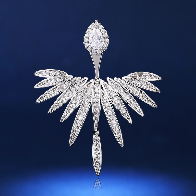  Fashionable and luxurious Angel Wings women's zircon earrings for online celebrity live streaming, street style accessories